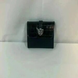 Vintage Womens Fiocchi Black Wallet Silver Accents Top Fold Made in Italy